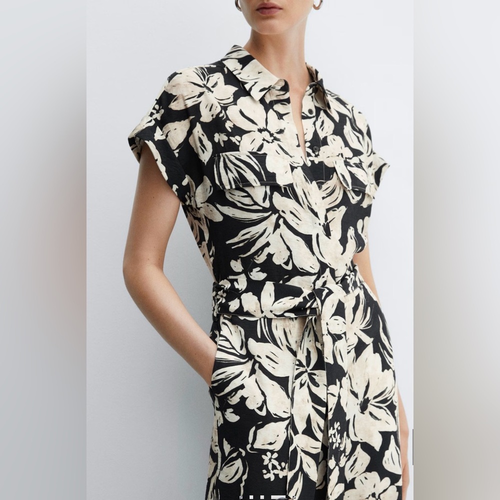 MNG Floral Black and White Jumpsuit XS - Picture 5 of 11
